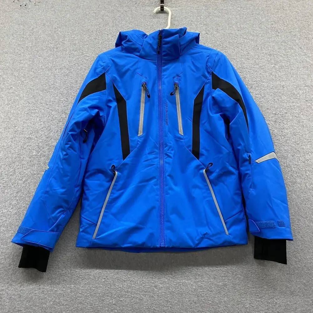 Obermeyer Boys Ski Jacket Teen L 14-16 Electric Blue Insulated Snow 41055 Hooded